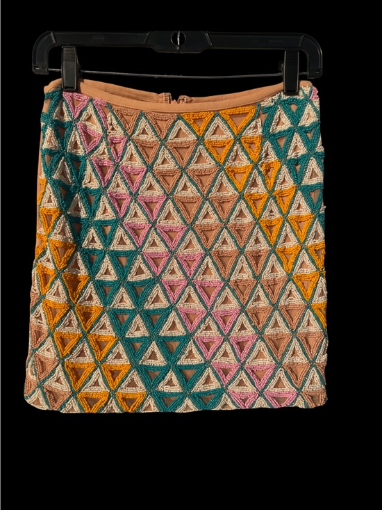 Walter Baker Dresses & Skirts - Walter Baker Multicolor Crochet Triangle Mini Skirt — Teal, Pink, Mustard, Beige